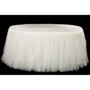 Tulle Tutu 21ft Table Skirt - Ivory