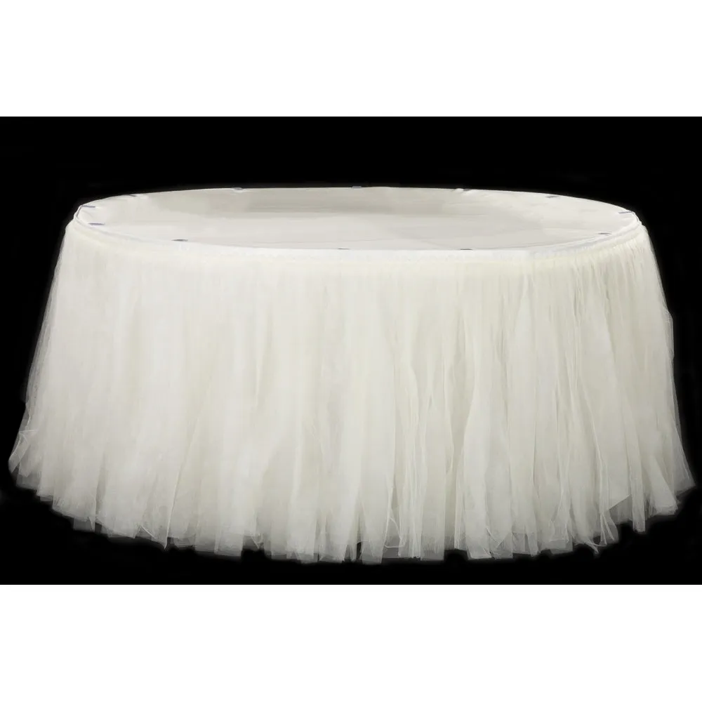 Tulle Tutu 21ft Table Skirt - Ivory