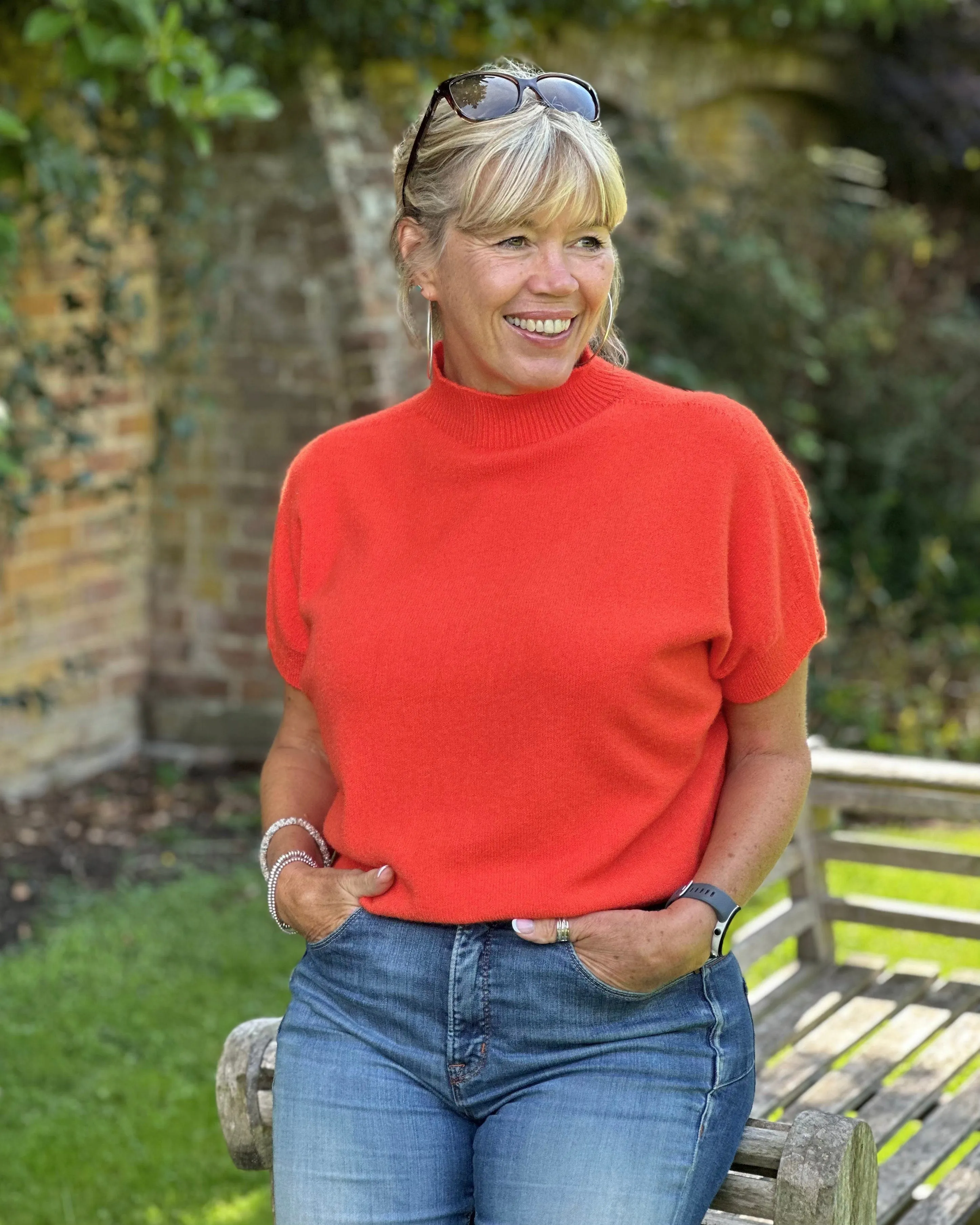 Turtle Neck Short Sleeve Jumper - Orange