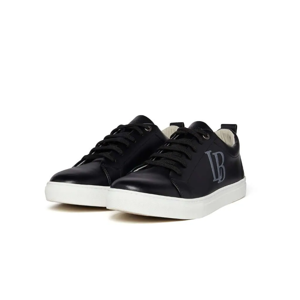 Vegan Leather Trainers - LB Black Apple Leather Sneakers Men