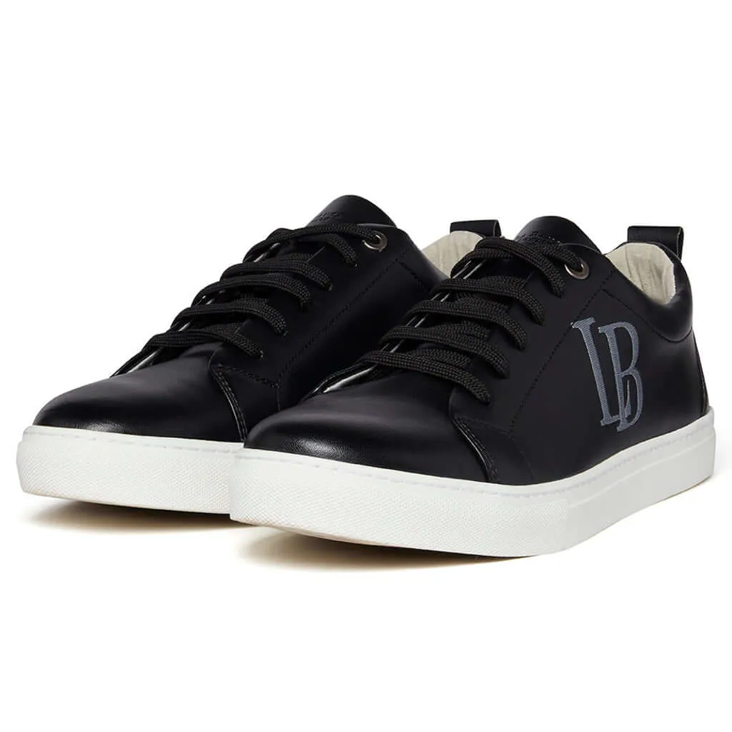 Vegan Leather Trainers - LB Black Apple Leather Sneakers Men