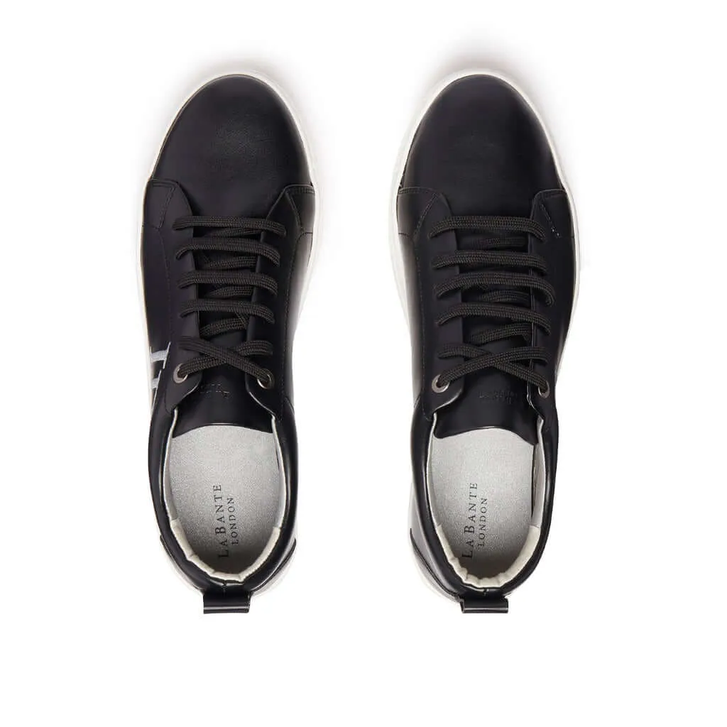 Vegan Leather Trainers - LB Black Apple Leather Sneakers Men