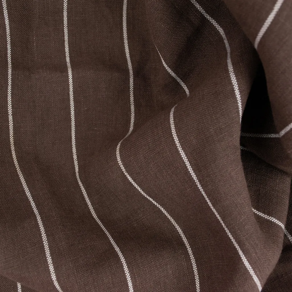 Wide Striped Linen - Chocolate Brown