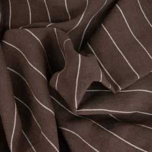 Wide Striped Linen - Chocolate Brown